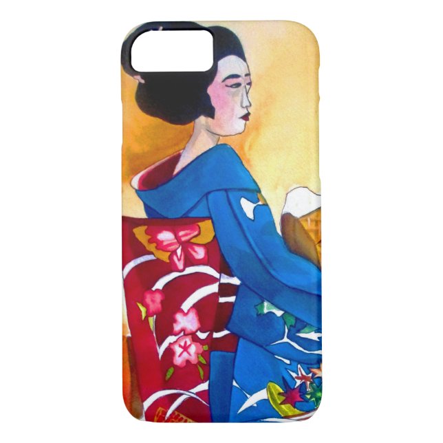 Capa Para iPhone, Case-Mate Geisha japonesa com quimono azul (Verso)
