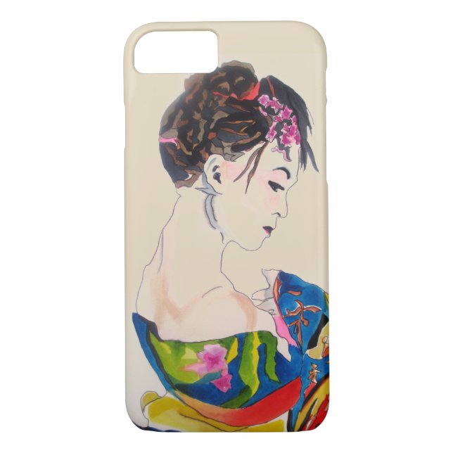 Capa Para iPhone, Case-Mate Geisha japonesa com quimono azul (Verso)