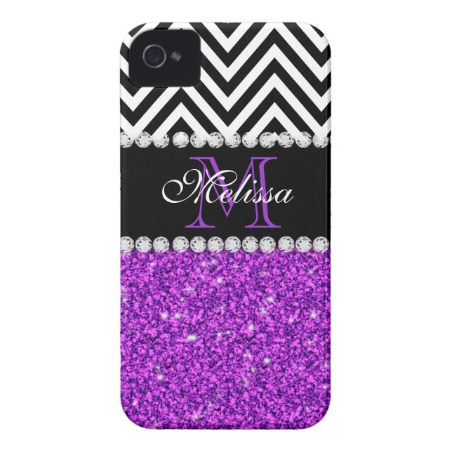 CAPA PARA iPhone, Case-Mate  GELO PURPER BLACK CHEVRON MONOGRAMMED (Traseira)