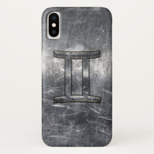 Capa Para iPhone X Gemini Sinal Zodíaco Grunge - Prata Incomodada