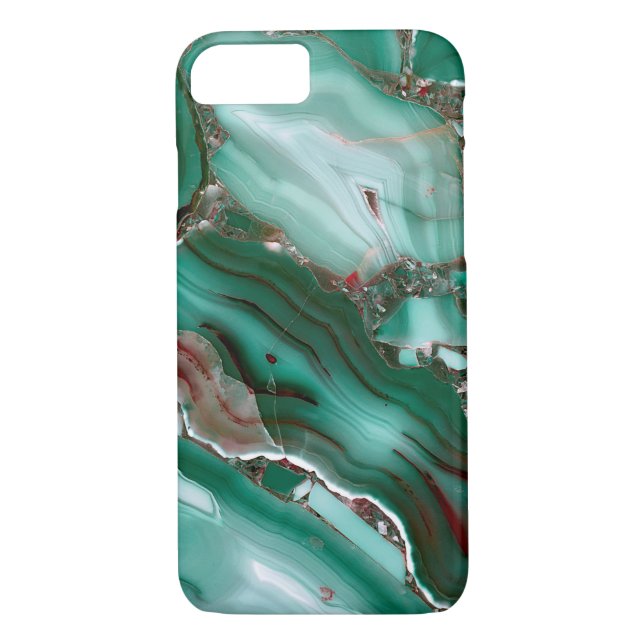 Capa Para iPhone, Case-Mate Gemstone Agate Marble, Luxo Malachite (Verso)