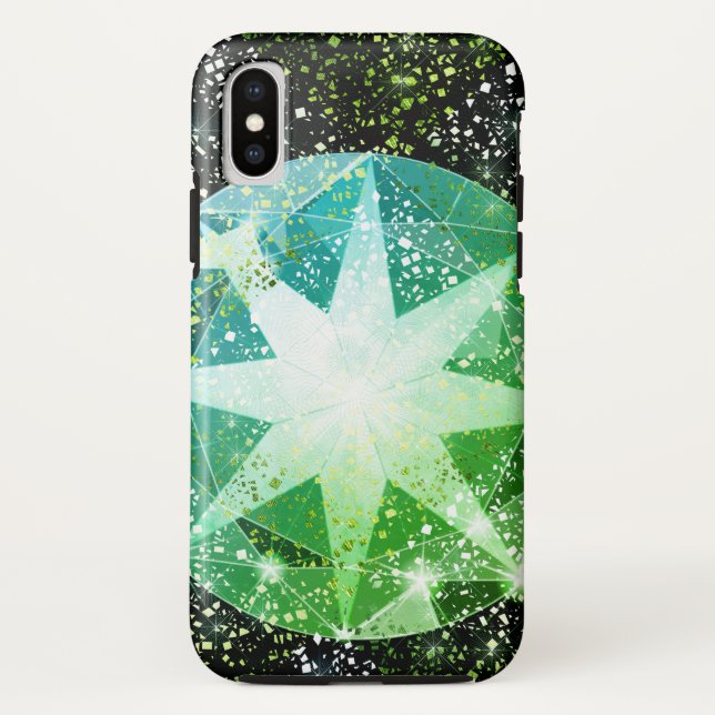 Capa Para iPhone, Case-Mate Gemstone Rhinestone Dourado Sparkle Compass Verde (Verso)