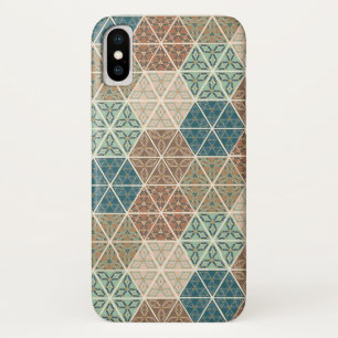 Capa Para iPhone X Geo exterior XI teste padrão tribal azul & verde