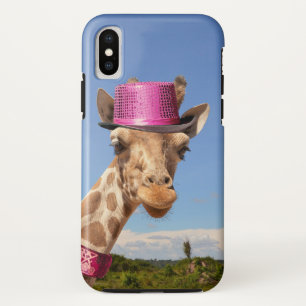 Capa Para iPhone Da Case-Mate Girafa de chapéu cor-de-rosa brilhante
