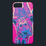 Capa iPhone 8/ 7 Girafa Engraçada Esticando sua língua<br><div class="desc">Uma pose engraçada de uma girafa fofinha - destacando sua língua! Cores néon alegres e engraçadas de rosa e azul. Tem uma graça de sessenta e poucos anos que a arte de pop.</div>