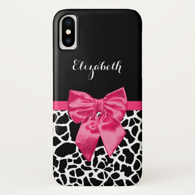 Capa Para iPhone, Case-Mate Girafa Negra Girafa Animal Imprime Arco Rosa Quent (Verso)