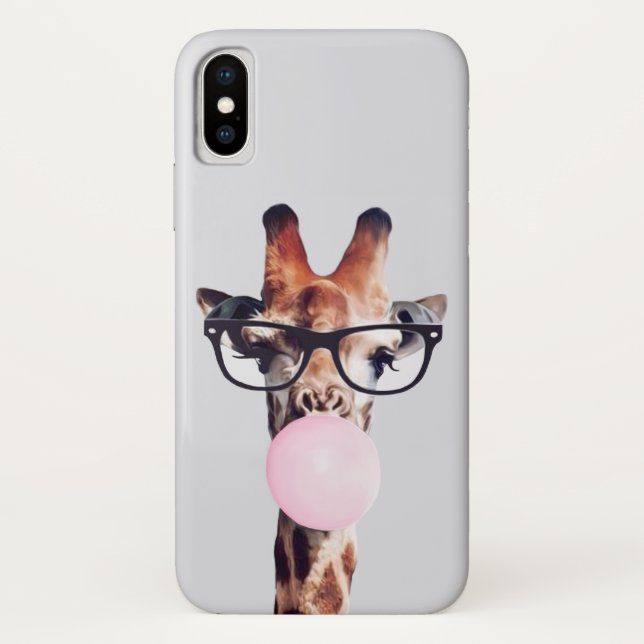 Capa Para iPhone, Case-Mate Girafa Vestindo Óculos soprando pastilha elástica  (Verso)