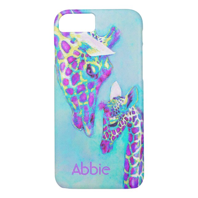 Capa Para iPhone, Case-Mate girafas-moma e bebê roxos (Verso)