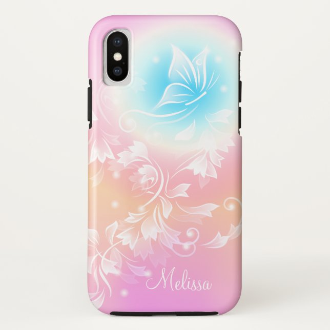 Capa Para iPhone, Case-Mate Girly Cute Floral Fantasy Monograma (Verso)