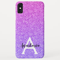 Girly Glam Ombre Purple Glitter Sparkles Monograma