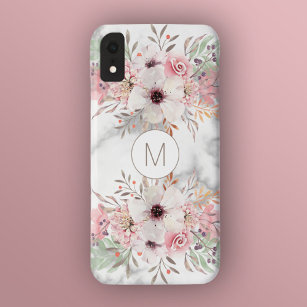 Capa Para iPhone Da Case-Mate Girly Monograma Marble Watercolor Floral