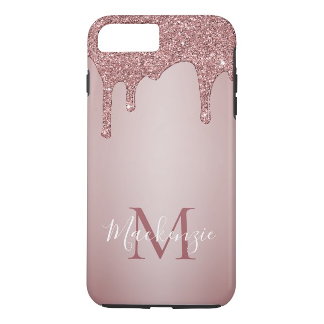 Capa Para iPhone, Case-Mate Girly Pink Sparkle Glitter Monograma (Verso)