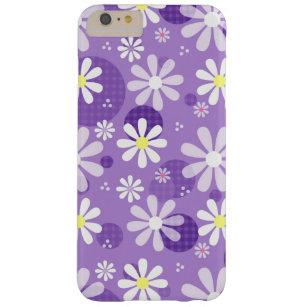 Capa Barely There Para iPhone 6 Plus Girly Retro Daisies Roxo Círculos Gingham