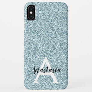 Capa Para iPhone Da Case-Mate Glam Blue Silver Glitter Sparkles Nome do Monogram