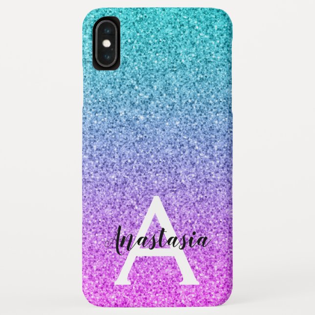 Capa Para iPhone, Case-Mate Glamour Roxo Água Brilho Gradiente Monograma (Verso)