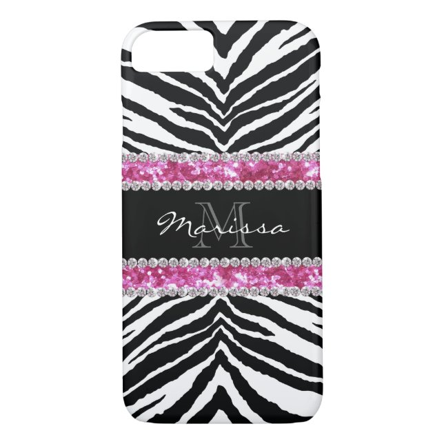 Capa Para iPhone, Case-Mate Glitter Bling Rhinestone Rapariga Monogramed Faux (Verso)
