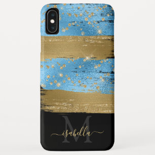 Capa Para iPhone Da Case-Mate Glitter Dourado Azul Monograma em Script