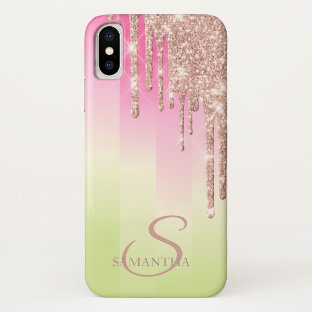 Capa Para iPhone, Case-Mate Glitter Dourado Elegante Rosa com Glitter Dissipad (Verso)