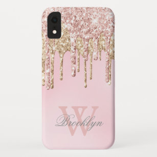 Capa Para iPhone Da Case-Mate Glitter Dourado Rosa de Blush Girly Monogramas