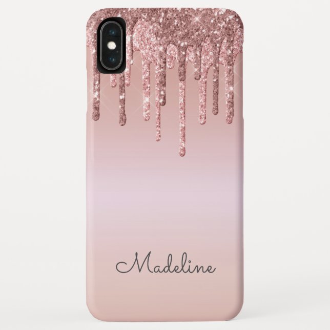 Capa Para iPhone, Case-Mate Glitter Drives Rosa Blush Cor-de-Rosa Nome do Scri (Verso)