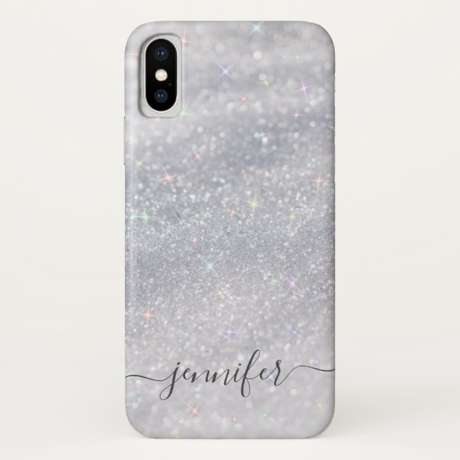 Capa Para iPhone, Case-Mate Glitter Silver Elegante (Verso)