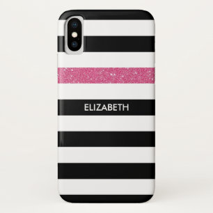 Capa Para iPhone X Glitz e nome cor-de-rosa FAUX