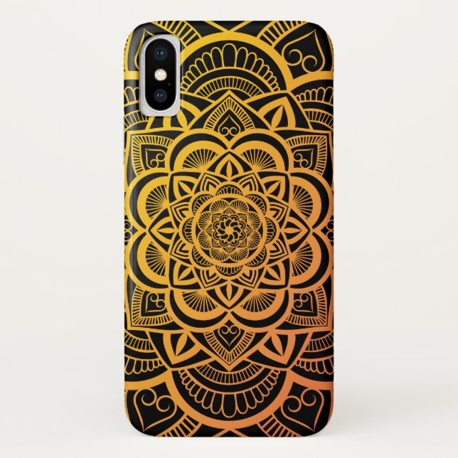 Capa Para iPhone, Case-Mate Gradiente Laranja Dourado Mandala Geométrico (Verso)