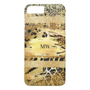 Capa iPhone 8 Plus/7 Plus Grelha-leopardo, gliteira, safari
