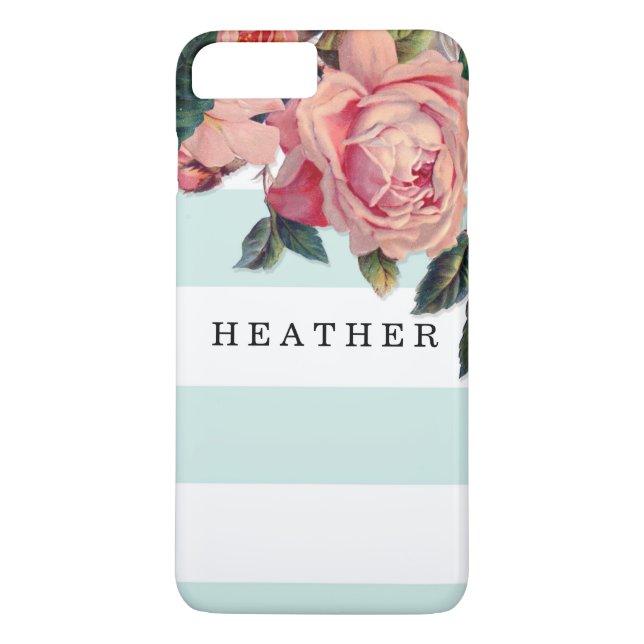 Capa Para iPhone, Case-Mate Grelhas largas em chic MODERN w Rosas, Azul-aqua (Verso)