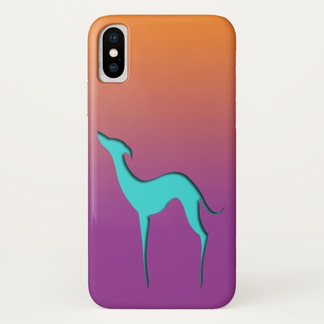 Capa Para iPhone, Case-Mate Greyhound Whippet dog Azul laranja púrpura Ombro (Verso)