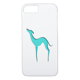 Capa iPhone 8/ 7 Greyhound Whippet elegante turquesa silhueta
