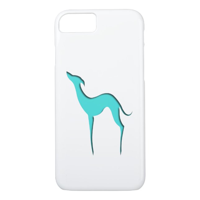 Capa Para iPhone, Case-Mate Greyhound Whippet elegante turquesa silhueta (Verso)