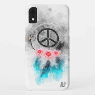 Capa Para iPhone Da Case-Mate *~* Grunge Peace Sign Feathers Flowers Watercolor