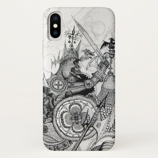 Capa Para iPhone, Case-Mate GUERRAS GÓTICAS Fantasia Branca Negra (Verso)