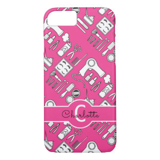 Capa iPhone 8/ 7 Hair Stylist Beautician Girly Pink Monogramed