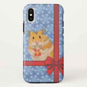 Capa Para iPhone X Hamster do Natal dos flocos de neve