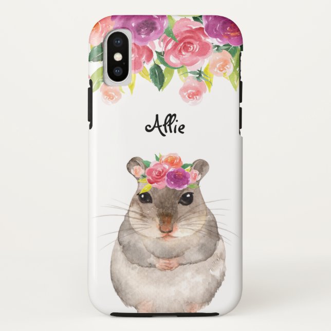 Capa Para iPhone, Case-Mate Hamster e Flores Personalizados (Verso)