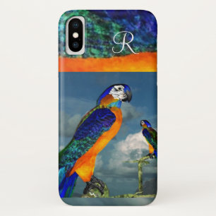 CAPA PARA iPhone X  HIPER PARROTS/BLUE ARA MONOGRAMA