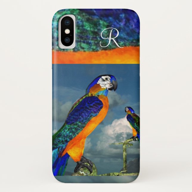 CAPA PARA iPhone, Case-Mate  HIPER PARROTS/BLUE ARA MONOGRAMA (Verso)