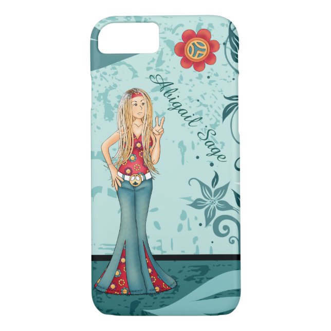 Capa Para iPhone, Case-Mate Hippie Girl personalizada, Sinal de paz e Flores (Verso)