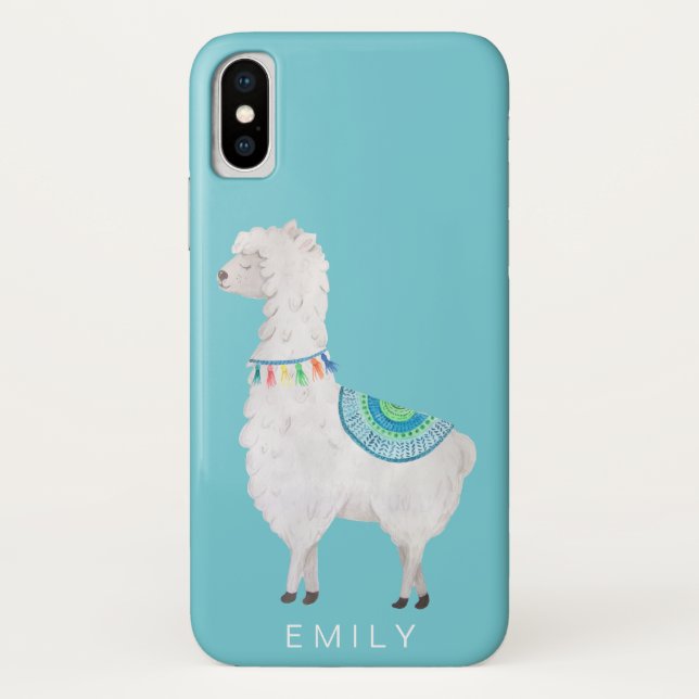 Capa Para iPhone, Case-Mate hipster moderno bonito dos lamas da aguarela (Verso)