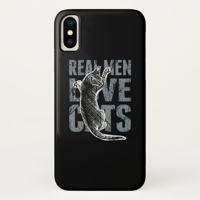 Capa Para iPhone, Case-Mate Homens Reais Adoram Gatos no Estilo Grunge Preto (Verso)