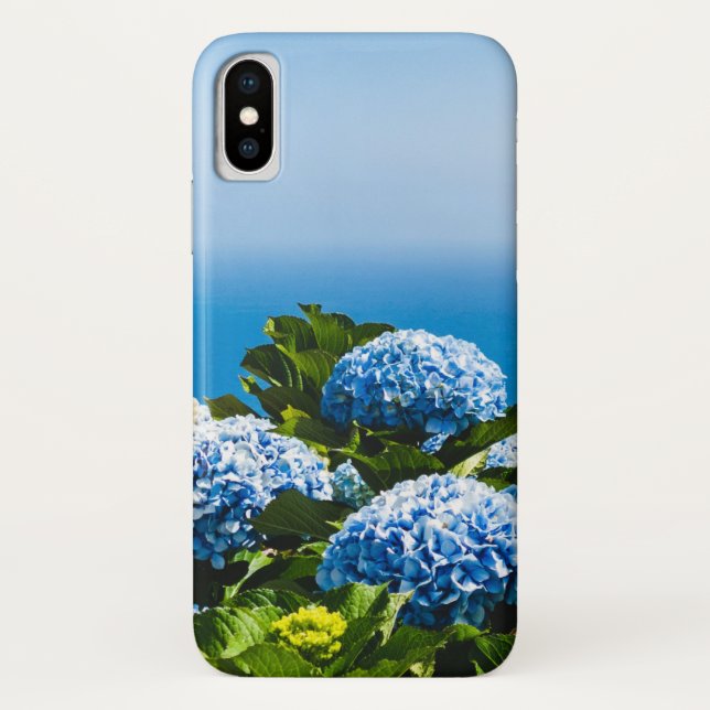 Capa Para iPhone, Case-Mate Hydrangea azul no oceano gradiente Positano (Verso)