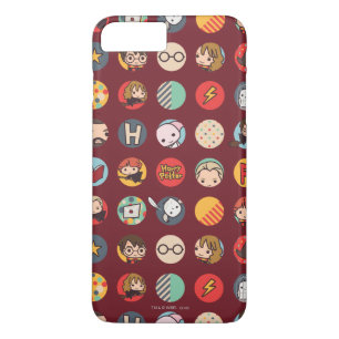 Capa iPhone 8 Plus/7 Plus Ícones de Harry Potter em Padrão de Desenho Animad