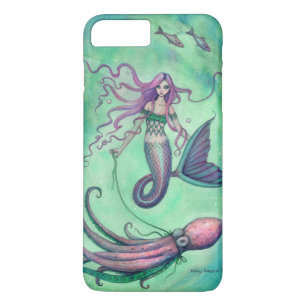 Capa Para iPhone Da Case-Mate Ilustração de Arte Fantasia de Sereia e Polvo