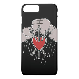 Capa iPhone 8 Plus/7 Plus Ilustração do Tarot do Coração Amor 3 de Espadas