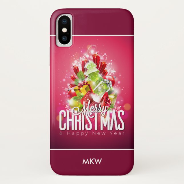 Capa Para iPhone, Case-Mate Ilustração Gráfica do Natal Vermelho Moderno (Verso)
