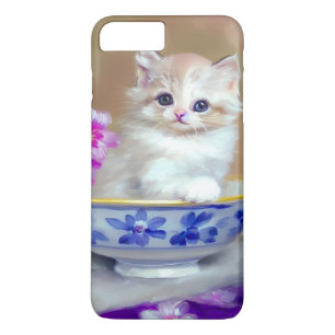 Capa iPhone 8 Plus/7 Plus Ilustração Vintage White Kitten