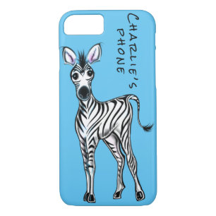 Capa iPhone 8/ 7 Ilustração zebra - azul