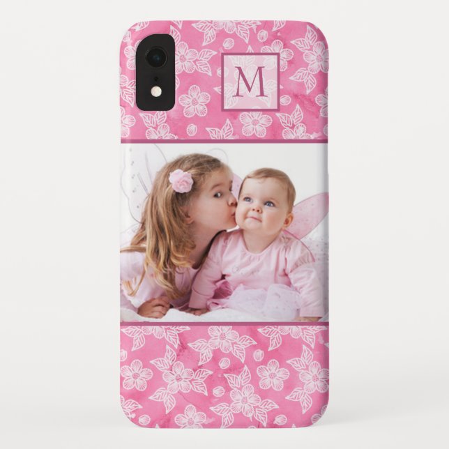 Capa Para iPhone, Case-Mate Imagem do Monograma Rosa Blossom (Verso)